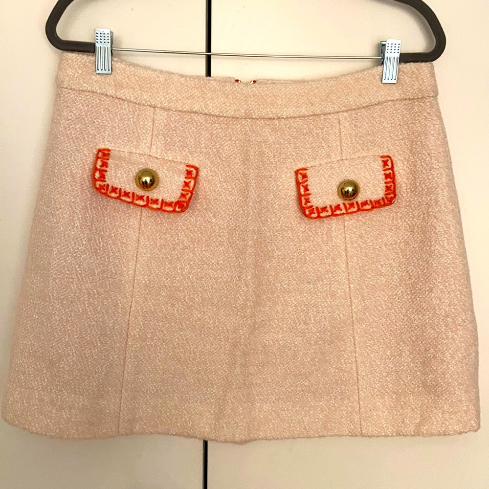 Sail to Sable Cream and Orange Tweed Mini Skirt